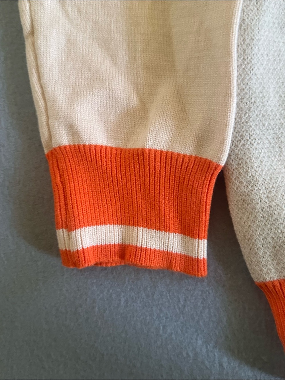 OXKNIT Retro 70s Geometric Knit Cardigan Cream Orange Mens 2XL Groovy - Picture 5 of 9